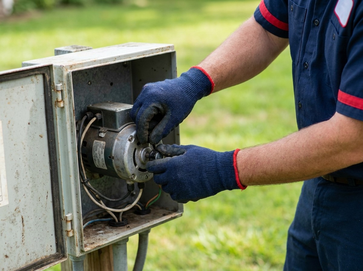 Aerobic septic aerator control panel maintenance technician