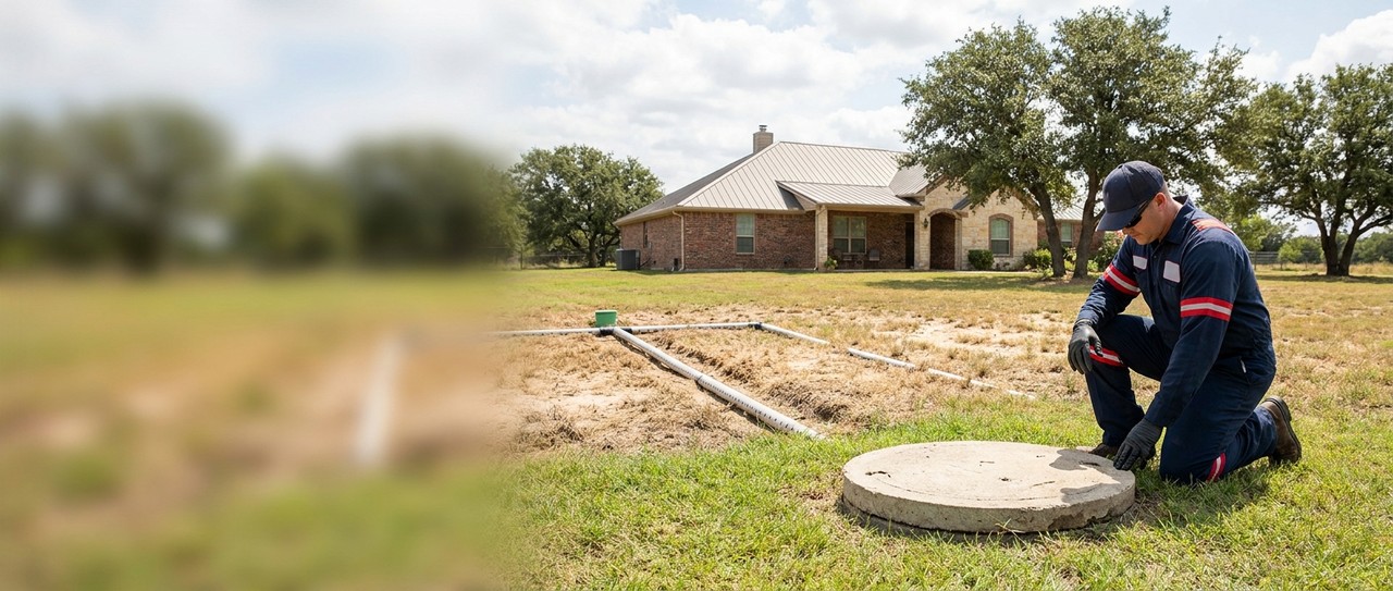 Conventional septic system drain field service North Texas
