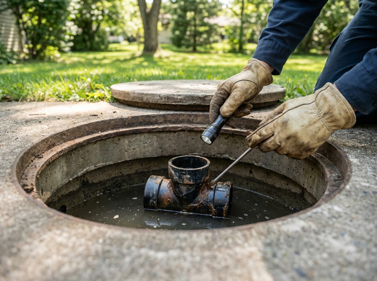 Conventional septic tank inspection technician