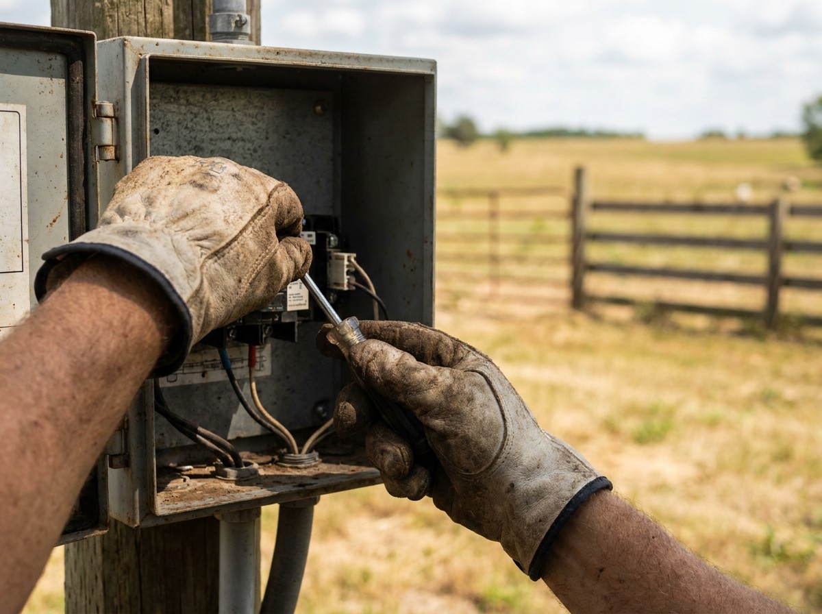 Septic system technician servicing rural property in Whitesboro Texas